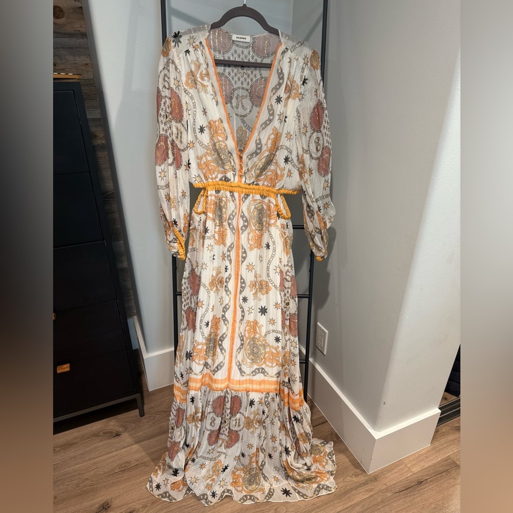 Sandro White and Orange Patterned Maxi Dress - Picture 4 of 4